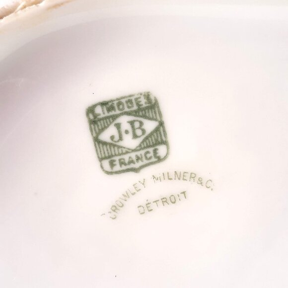 J-B Limoges France Oval Porcelain Floral & Bird Design Pickle Relish Dish - Picture 5 of 6